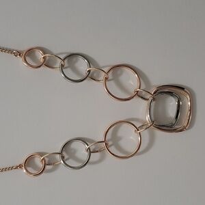 New Fun Fashion Costume Jewelry Mixed Metal Rosegold Silver Links Necklace